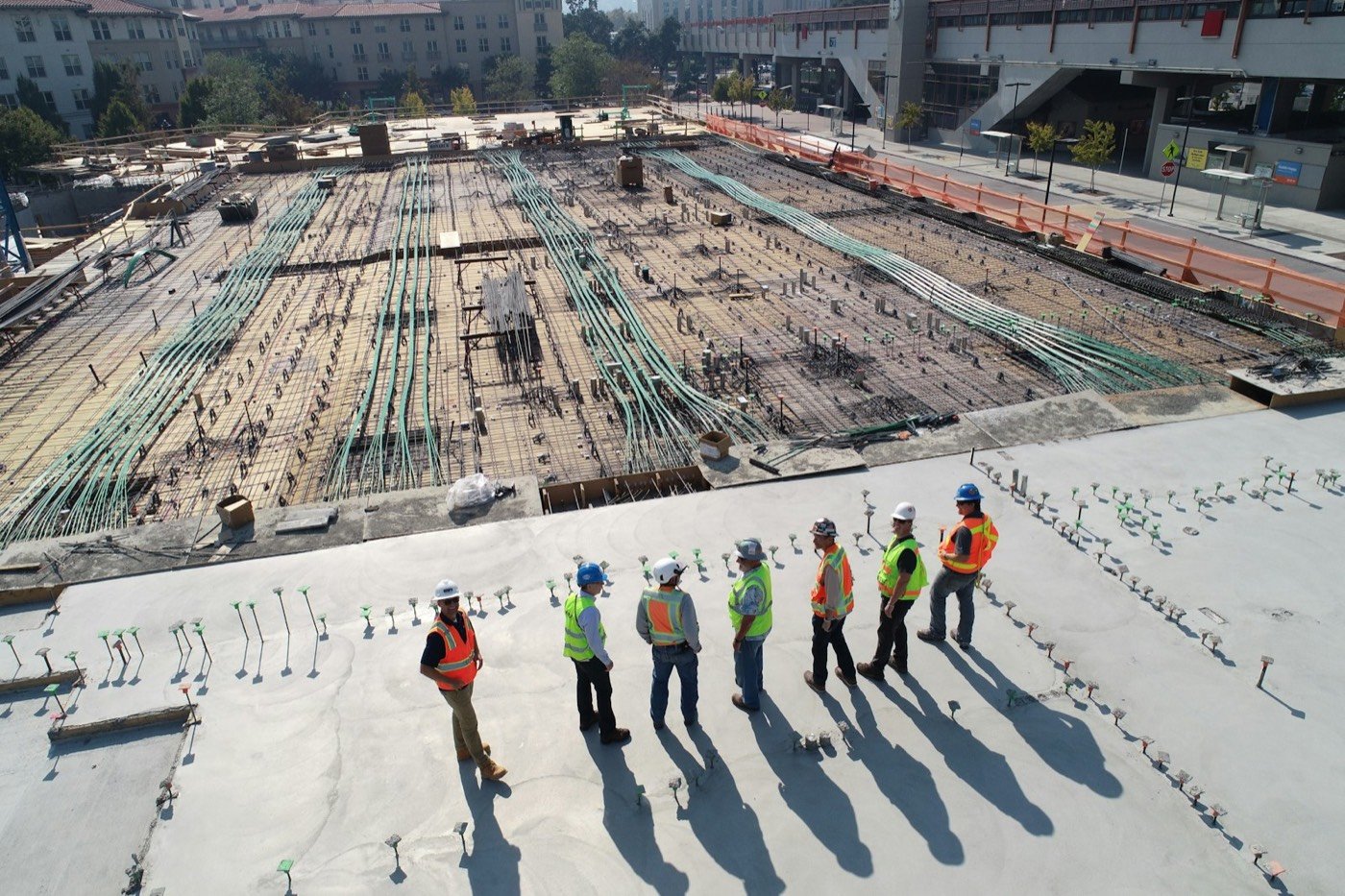 Blue collar workers on a project site